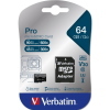 MICRO SD 64 GB VERBATIM CON ADATTATORE SD - CLASSE 10 SDXC PRO [47042]